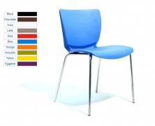 Cello Visitor Chairs. Stackable. Chrome Frame. Plastic Shell. 10 Colours